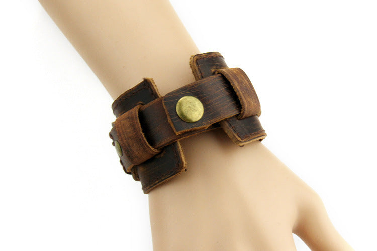 Two Rows Of First Layer Cowhide Bracelets