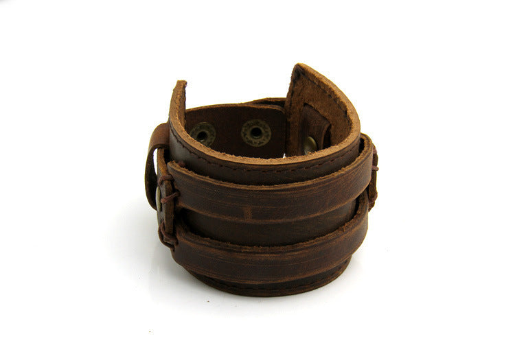 Two Rows Of First Layer Cowhide Bracelets