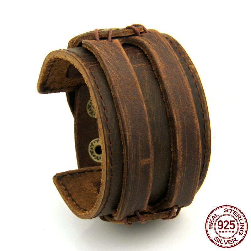 Two Rows Of First Layer Cowhide Bracelets