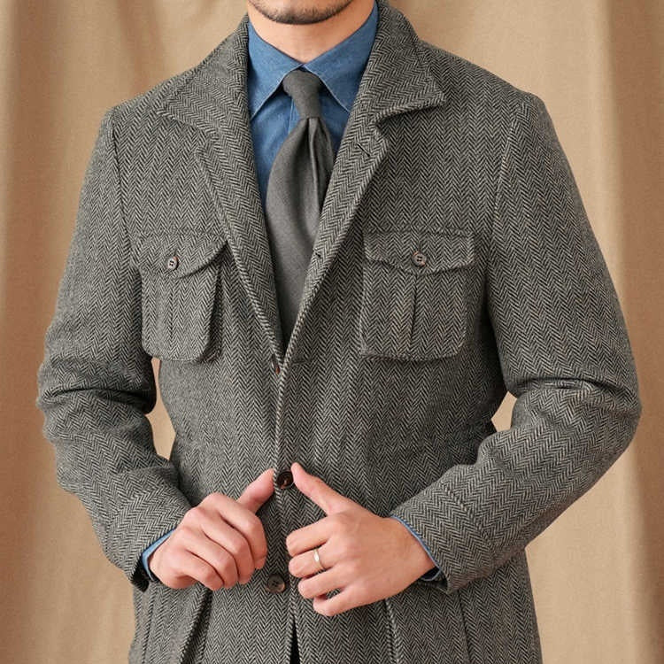 Collar Safari Men Jacket